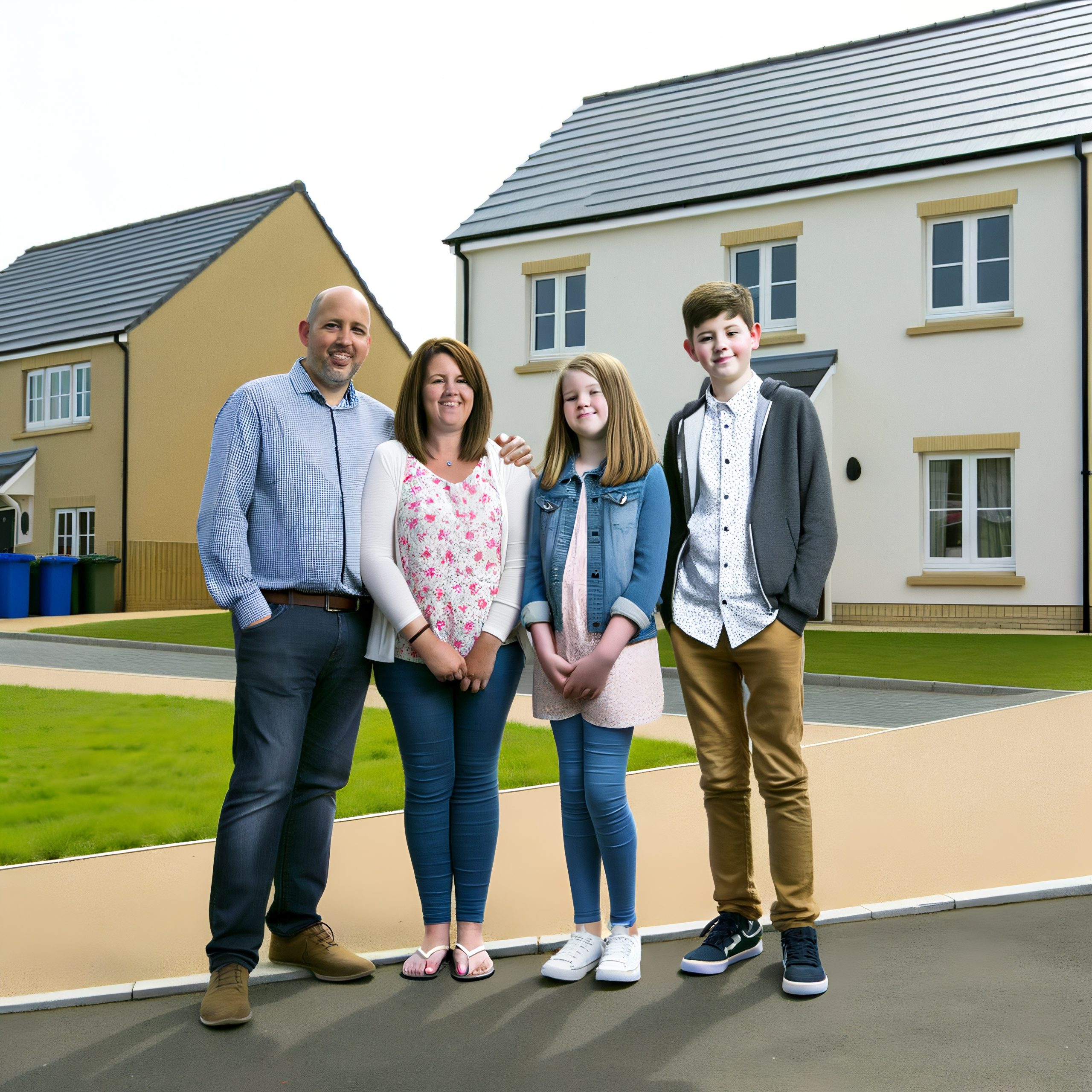 Bank of mum and dad - Family stood outside new house